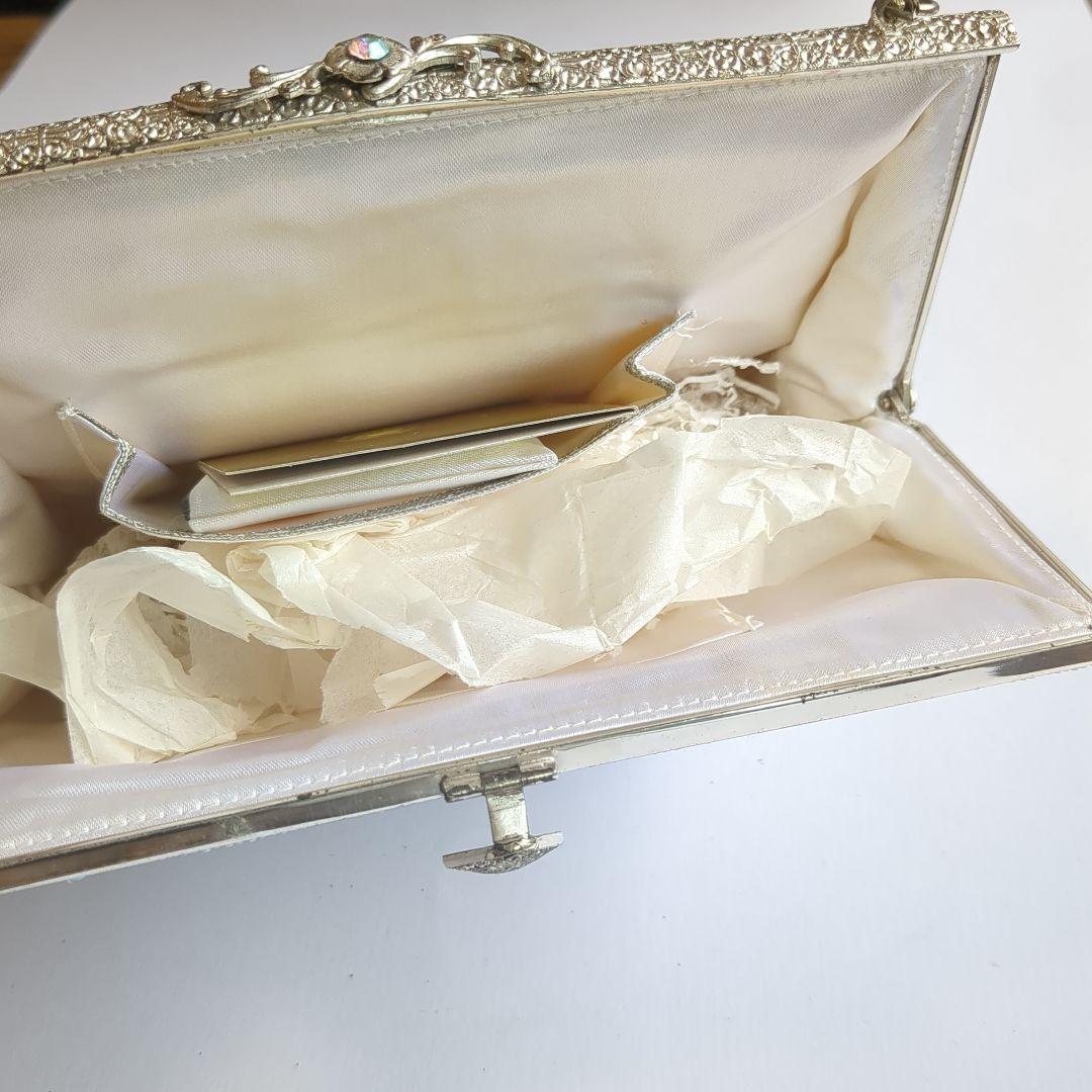 貴重可愛い✨昭和レトロなレアなビーズバッグ　はしもと　白　和小物　洋　夏コーデ