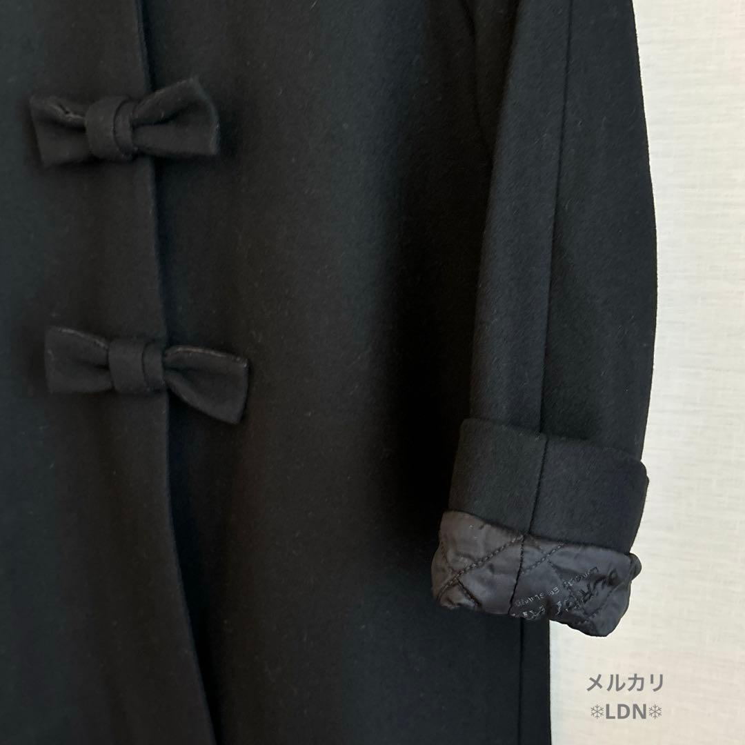 バーバリーロンドン エンベリッシュト メルトンウール スウィングコート 140黒