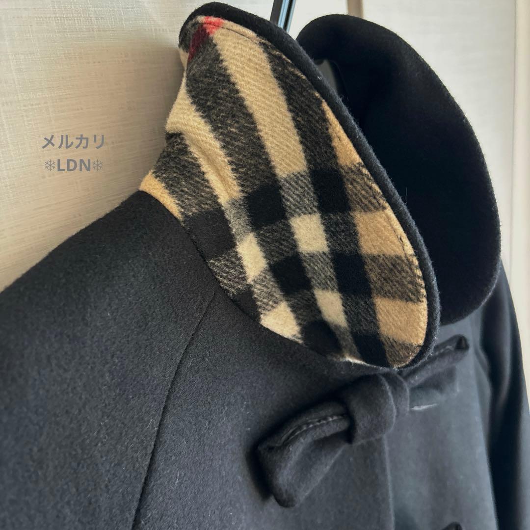 バーバリーロンドン エンベリッシュト メルトンウール スウィングコート 140黒