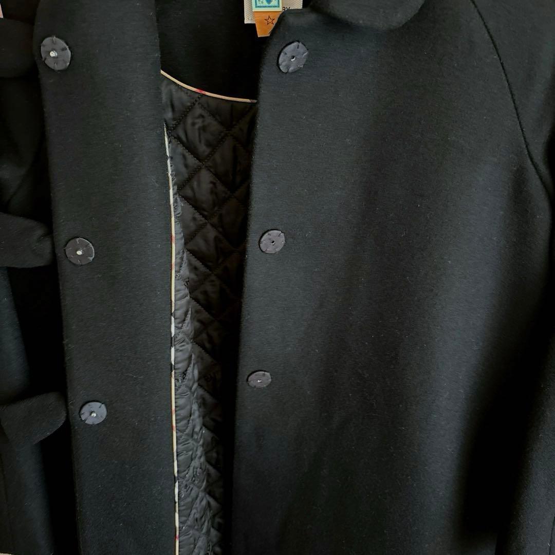 バーバリーロンドン エンベリッシュト メルトンウール スウィングコート 140黒