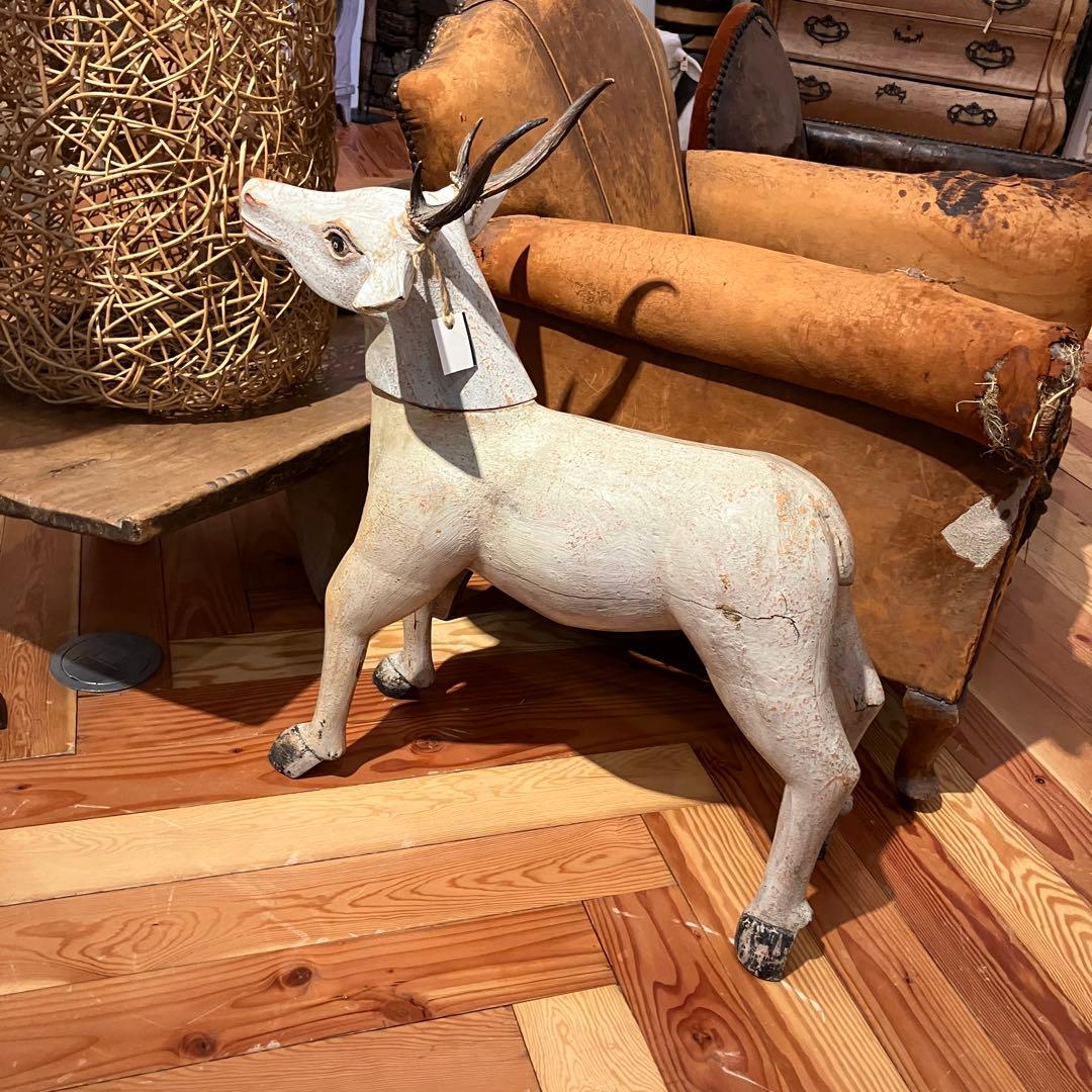 アンティークディア　白鹿　トナカイオブジェ