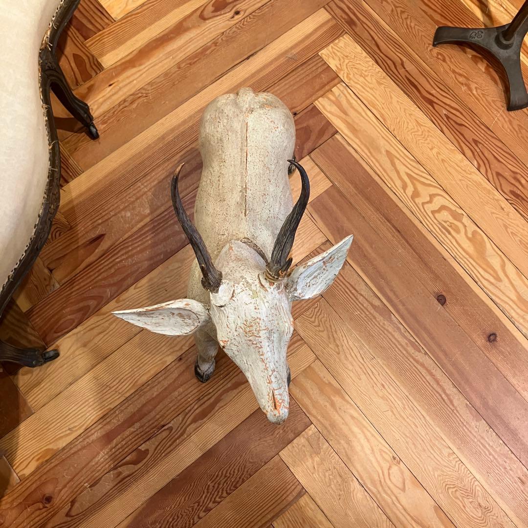 アンティークディア　白鹿　トナカイオブジェ