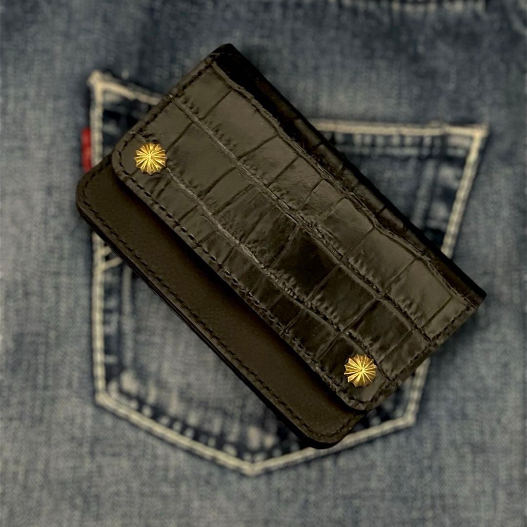 【ハードボイルド】 ミドルトラッカーウォレット クロコ 真鍮 アポロ