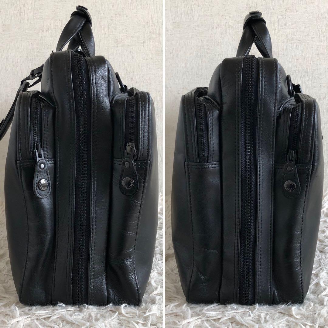 【2way 本革】ラゲッジレーベル　ポーター　ビジネスバッグ　黒　3層式　自立