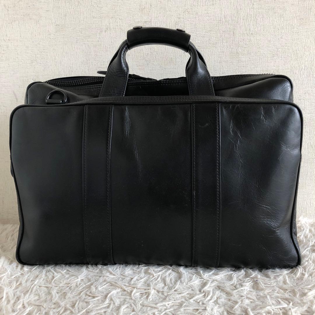 【2way 本革】ラゲッジレーベル　ポーター　ビジネスバッグ　黒　3層式　自立