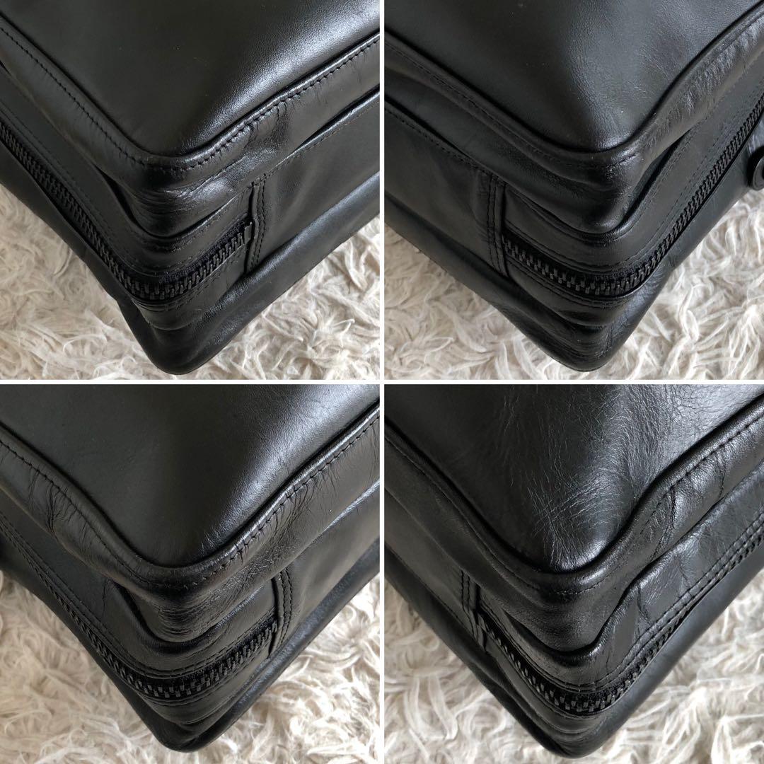 【2way 本革】ラゲッジレーベル　ポーター　ビジネスバッグ　黒　3層式　自立