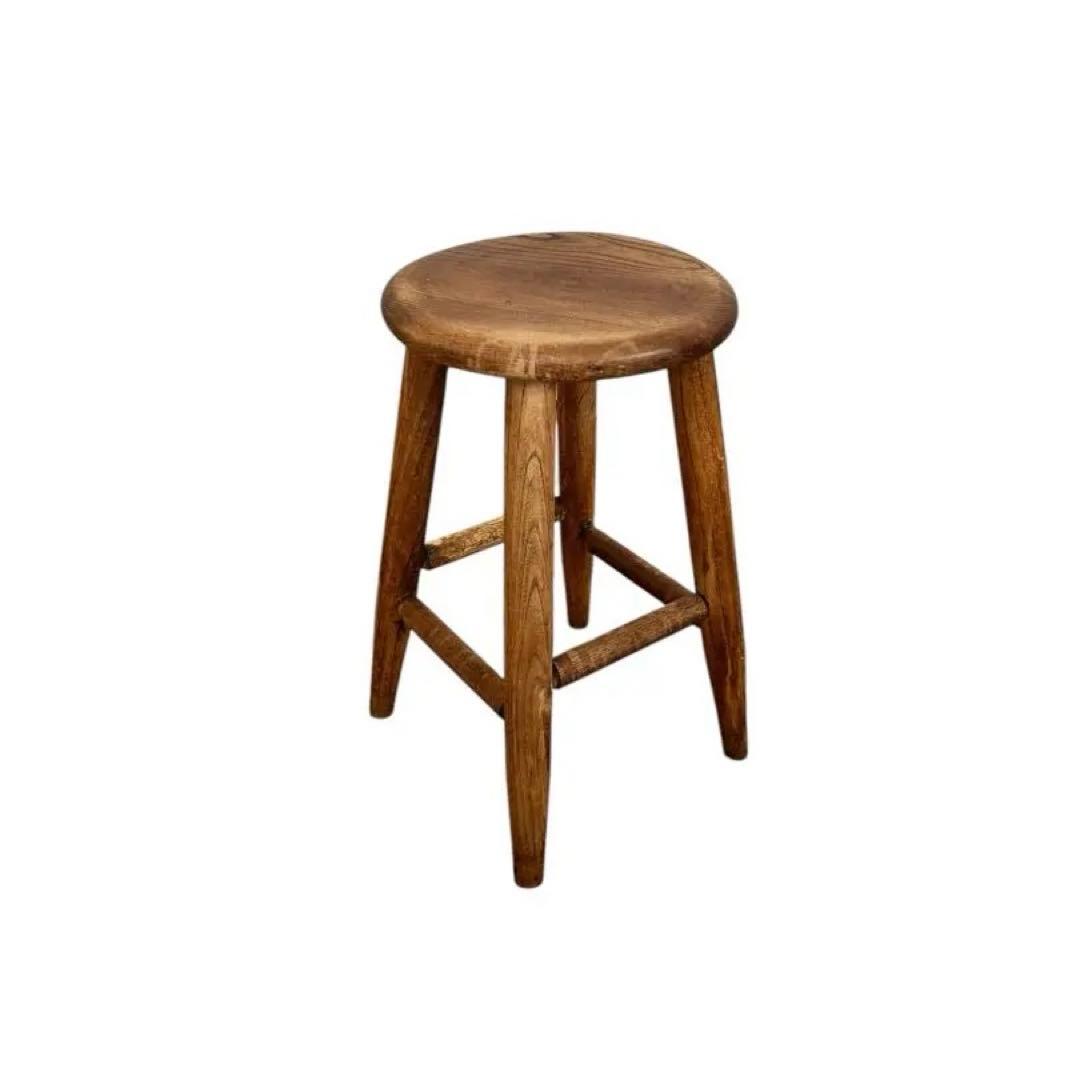 1950年代 木製円形スツール ブラウン