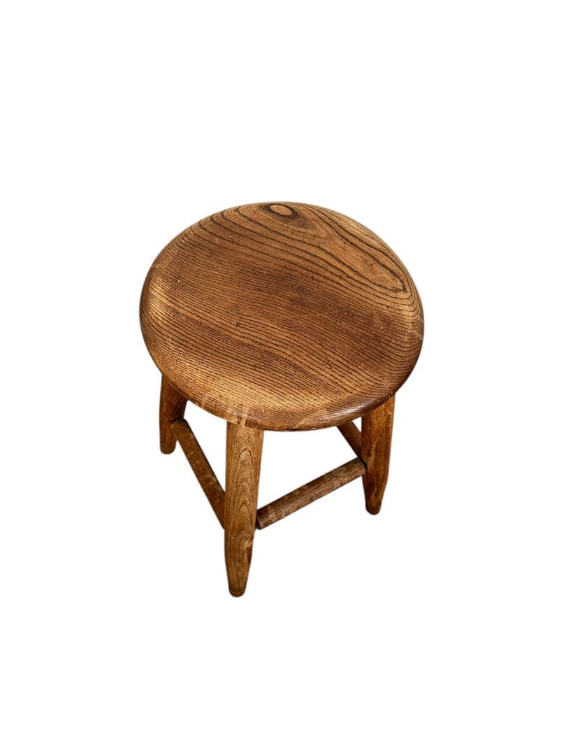 1950年代 木製円形スツール ブラウン