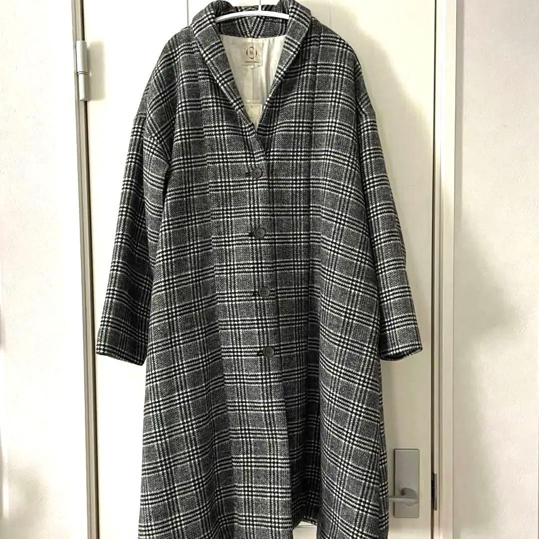 ＊Samansa Mos2＊ 黒と白のチェック柄 チェスターコート