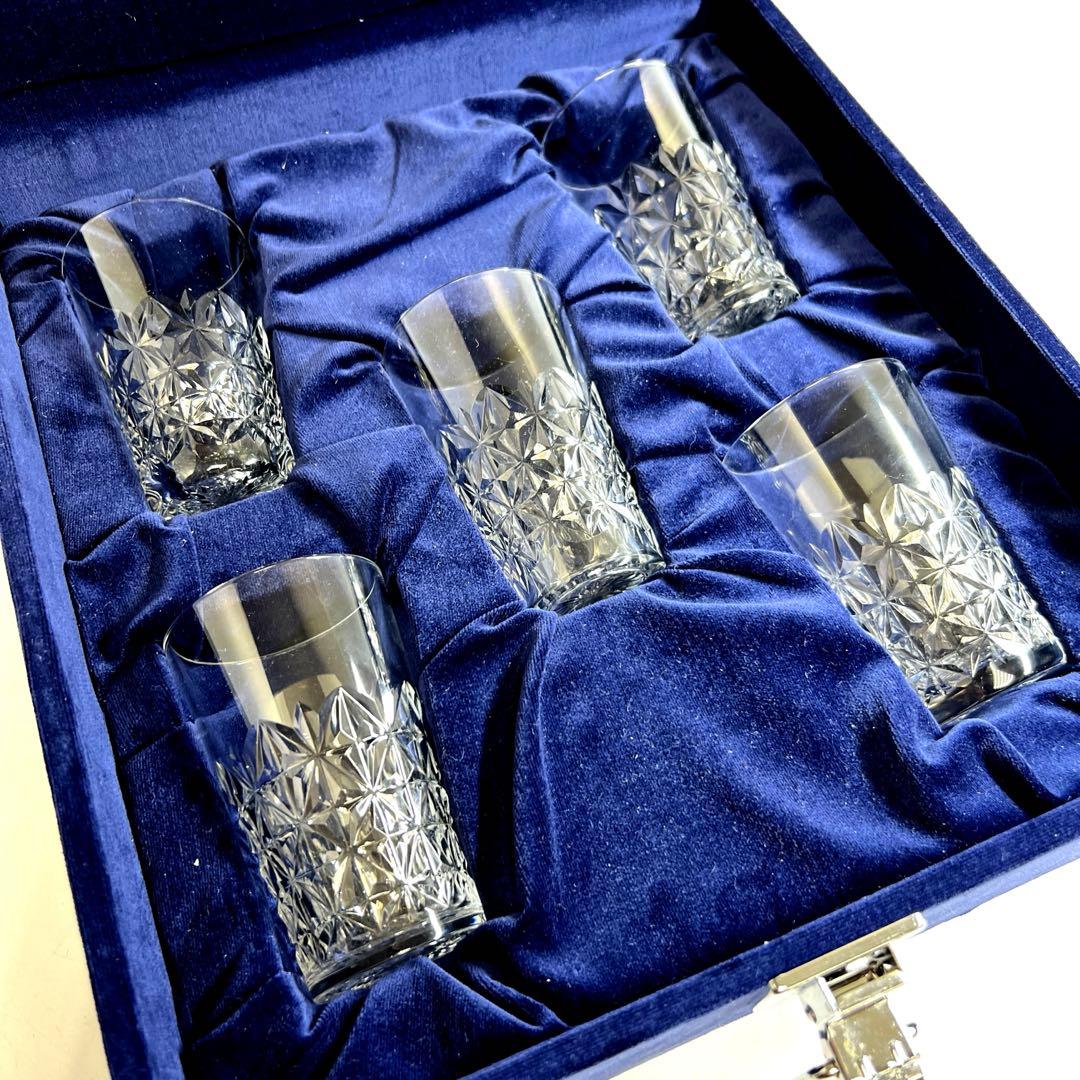 激レア品　バカラ手彫切子カットグラス5客　共箱　東Y7-0918⭐︎1Fトニウサ