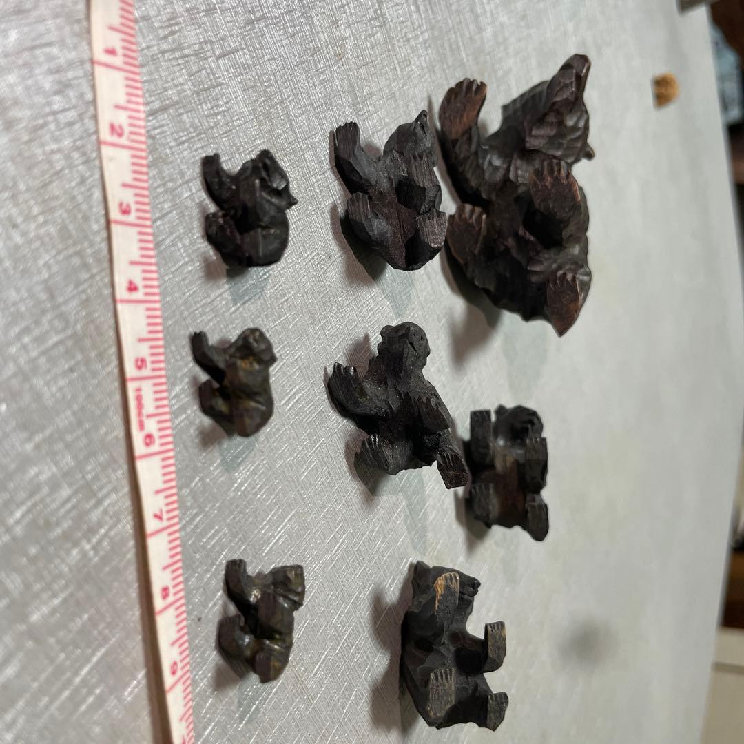 木彫り熊 一刀彫り ミニチュア8体セット50年前昭和レトロ北海道アイヌ