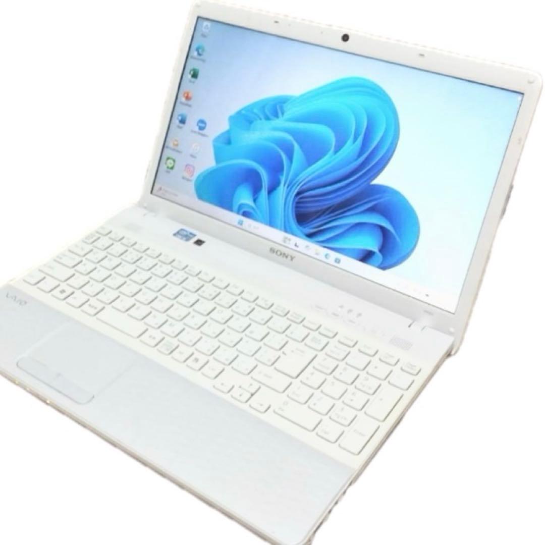 VAIO白ノートパソコン✨windows11大容量i5すぐ使えるカメラオフィス付