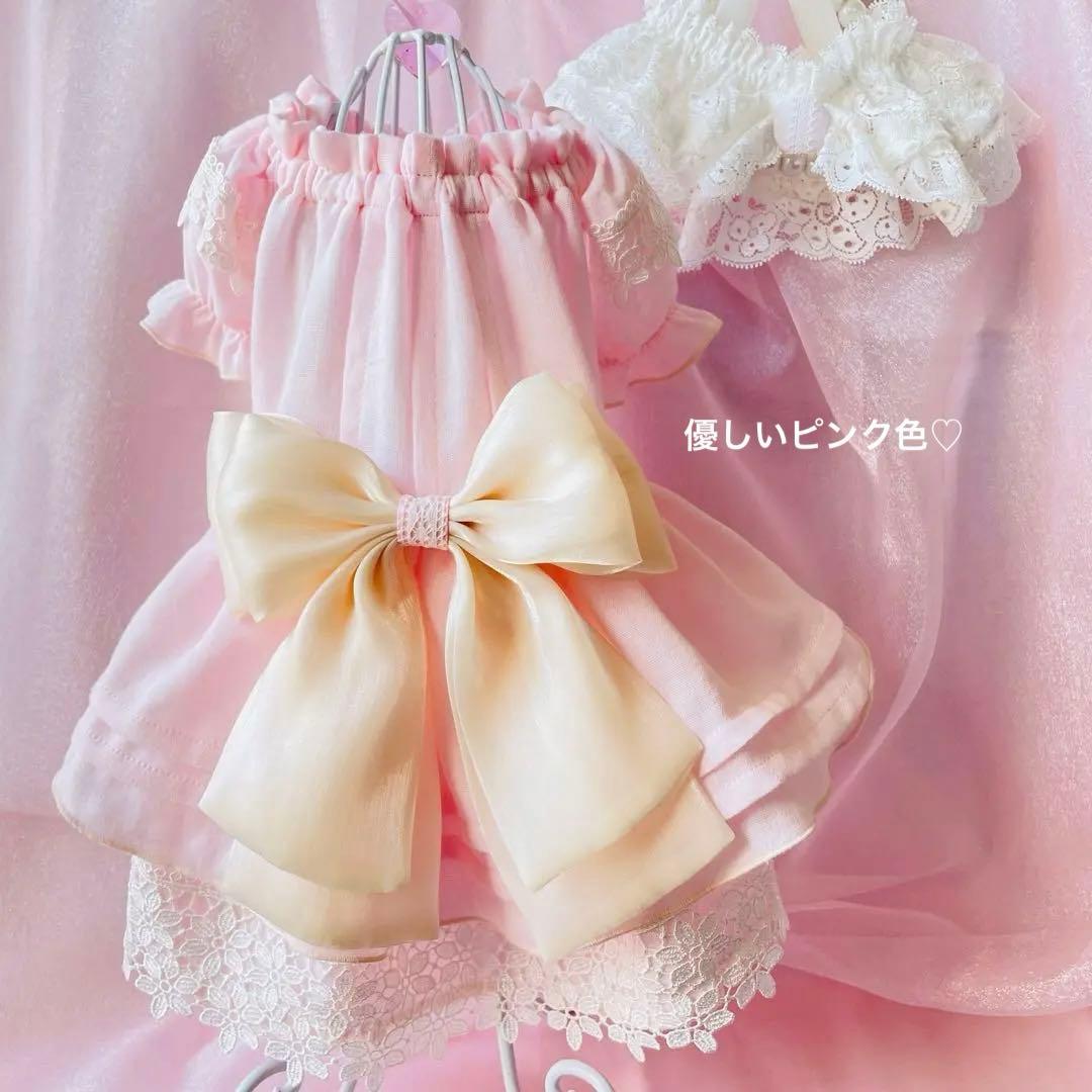 ナチュラル＆クラシカル　ペチコートワンピつけ襟付き　新色登場♡　犬服ハンドメイド