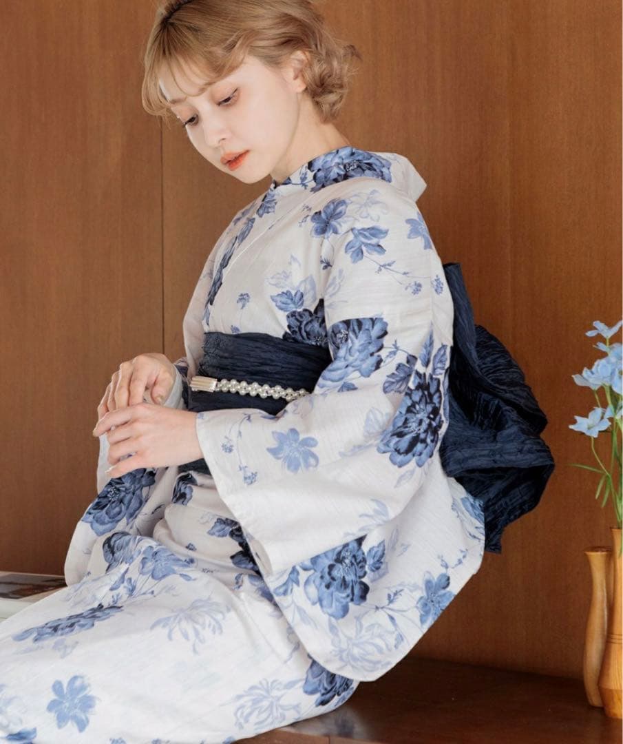 Dita 浴衣　人気完売商品【水彩の勿忘草色】　セット