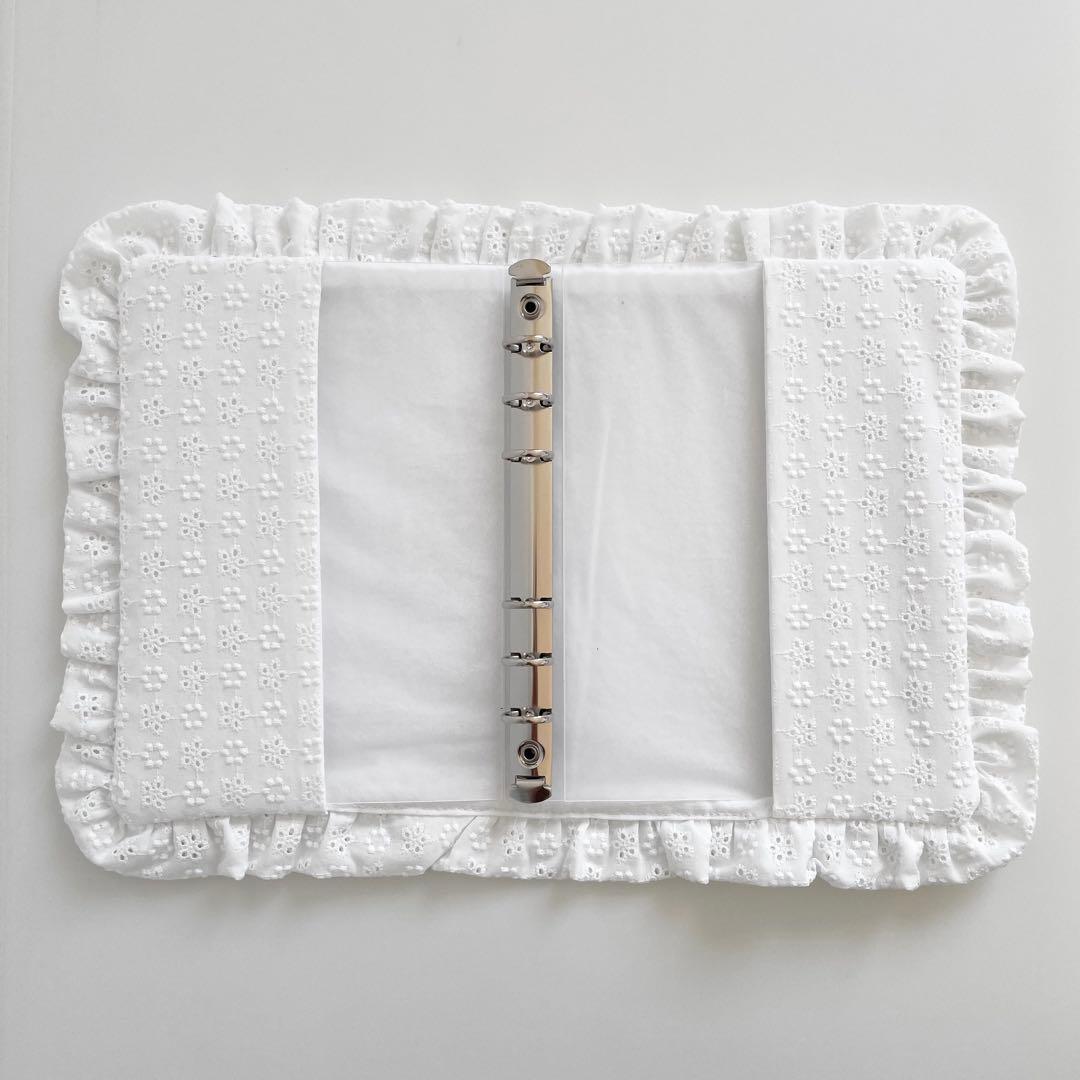 早い者勝ち　韓国　貯金　バインダー　カバー　リフィル　レース　ホワイト　白