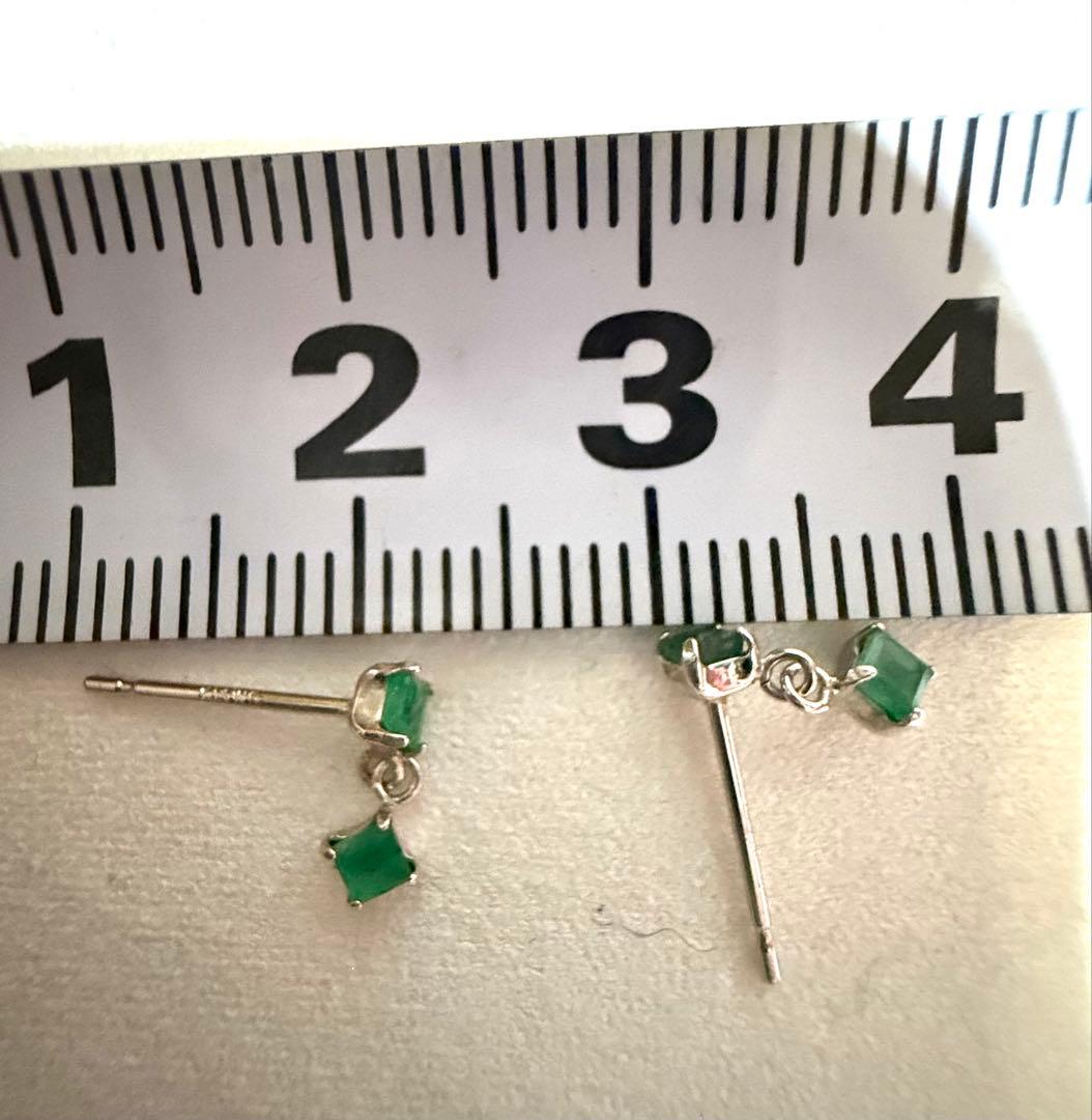 ★エメラルド K14WG スィングキャッチピアス★