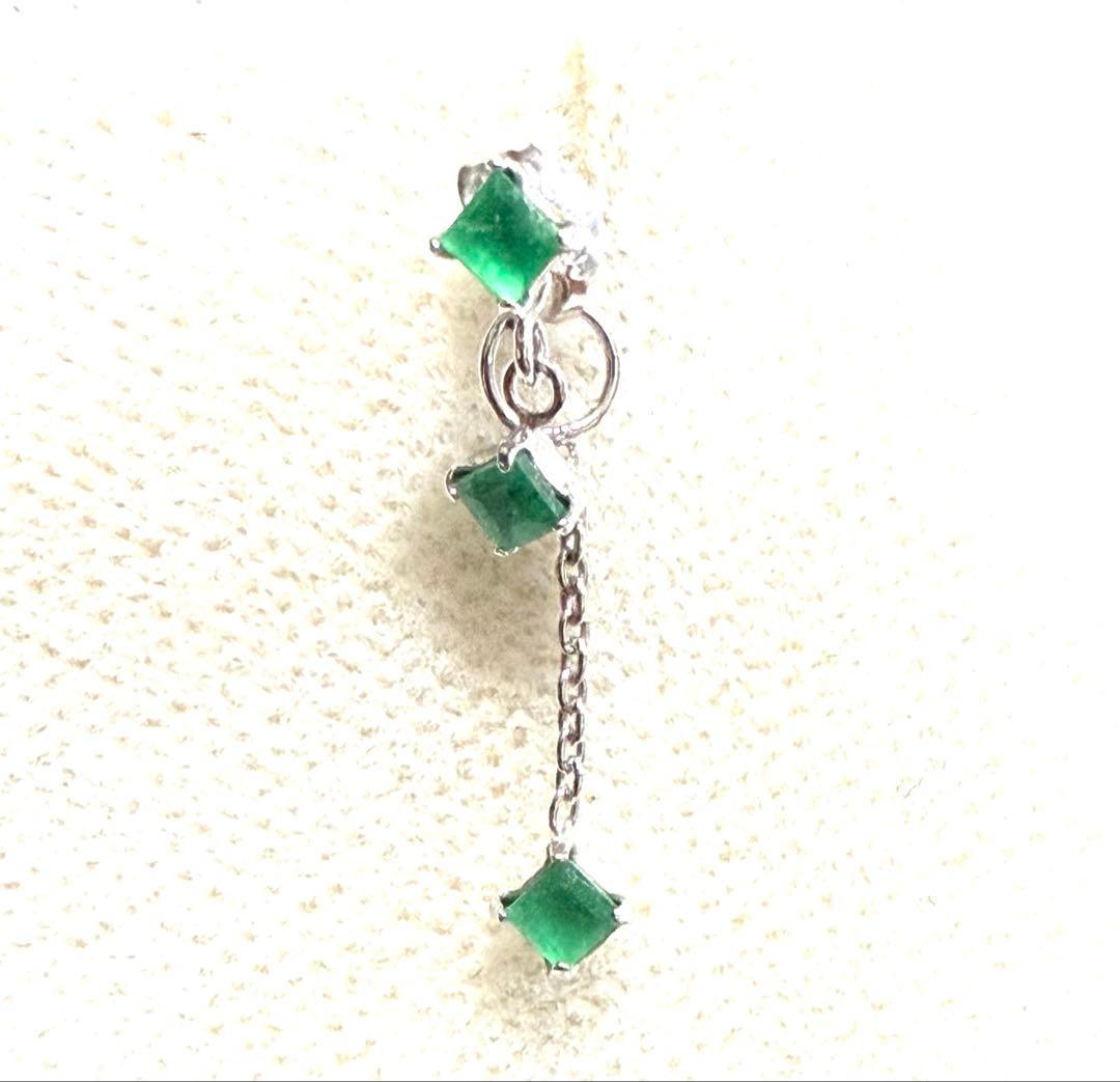 ★エメラルド K14WG スィングキャッチピアス★