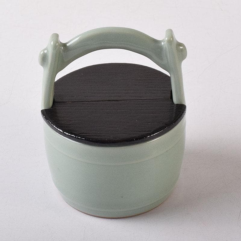 茶道具　青磁　手桶茶入　茶器　時代箱　V　7766