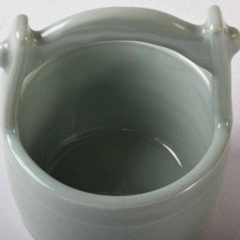 茶道具　青磁　手桶茶入　茶器　時代箱　V　7766