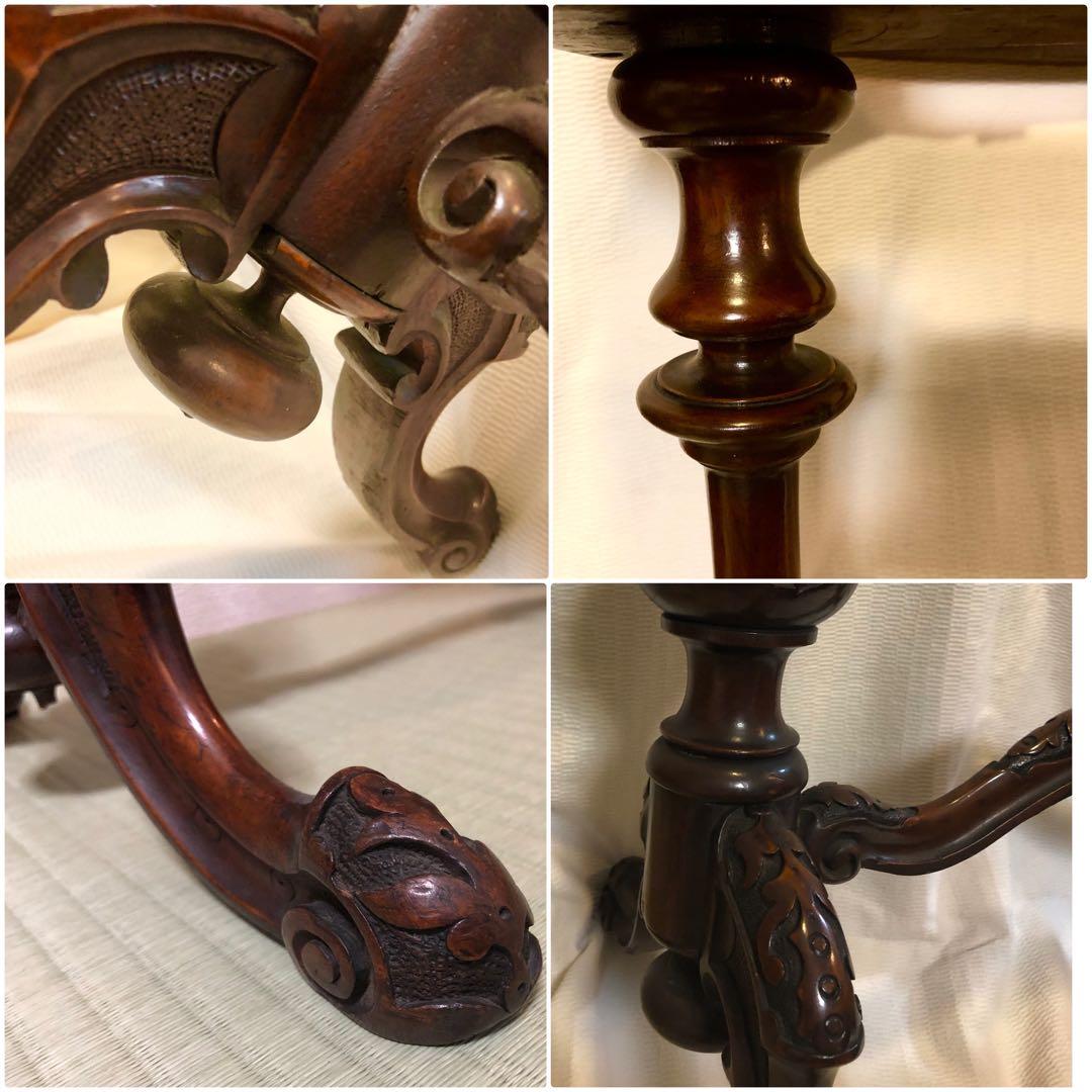 骨董家具　英国製　アンティーク 天然　アラバスター大理石　天板 サイドテーブル