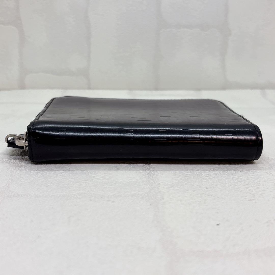 希少✨Fendi フェンディ 黒 レザー 二つ折り財布 ラウンドファスナー