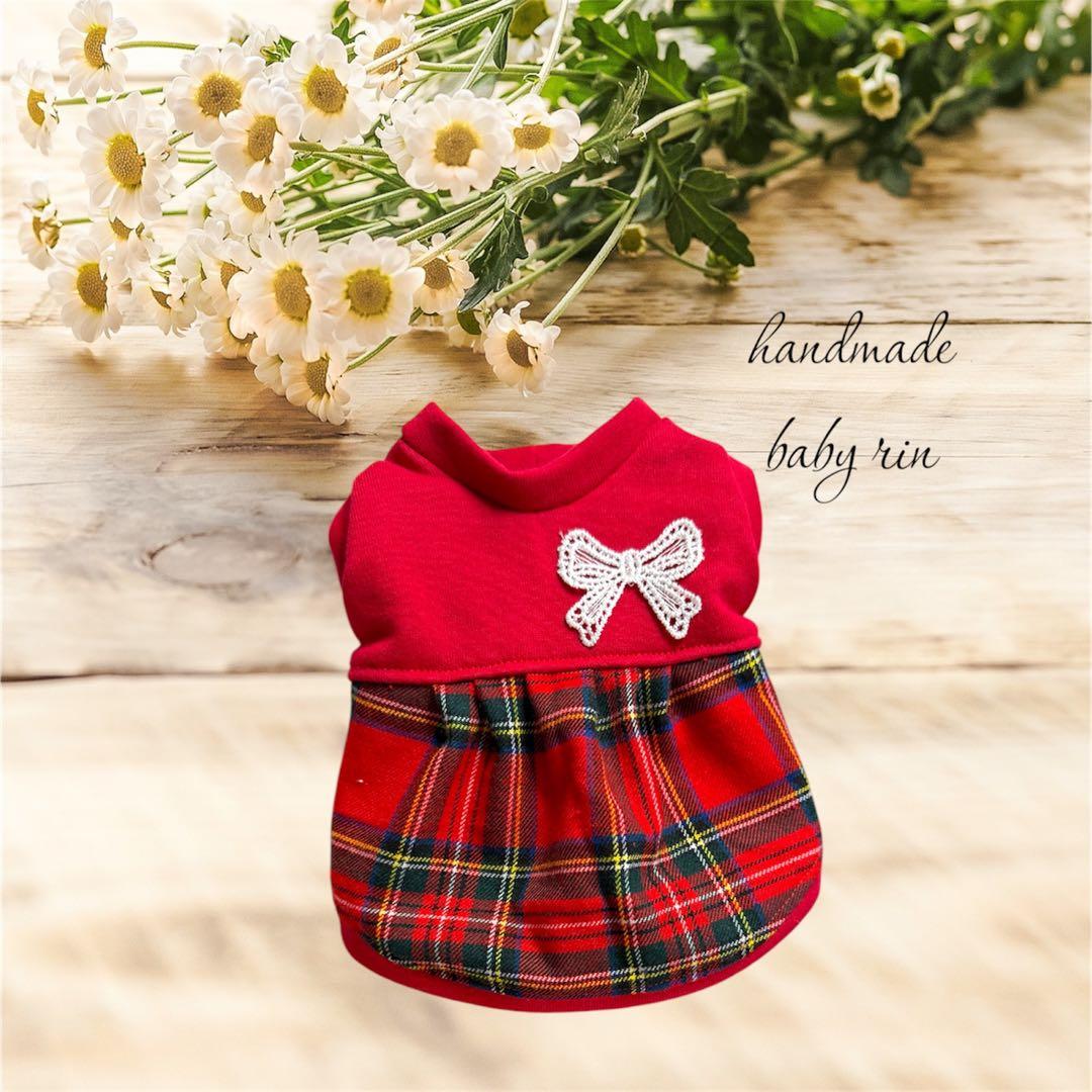 犬服ハンドメイド＊タータンチェックなバルーンタンク