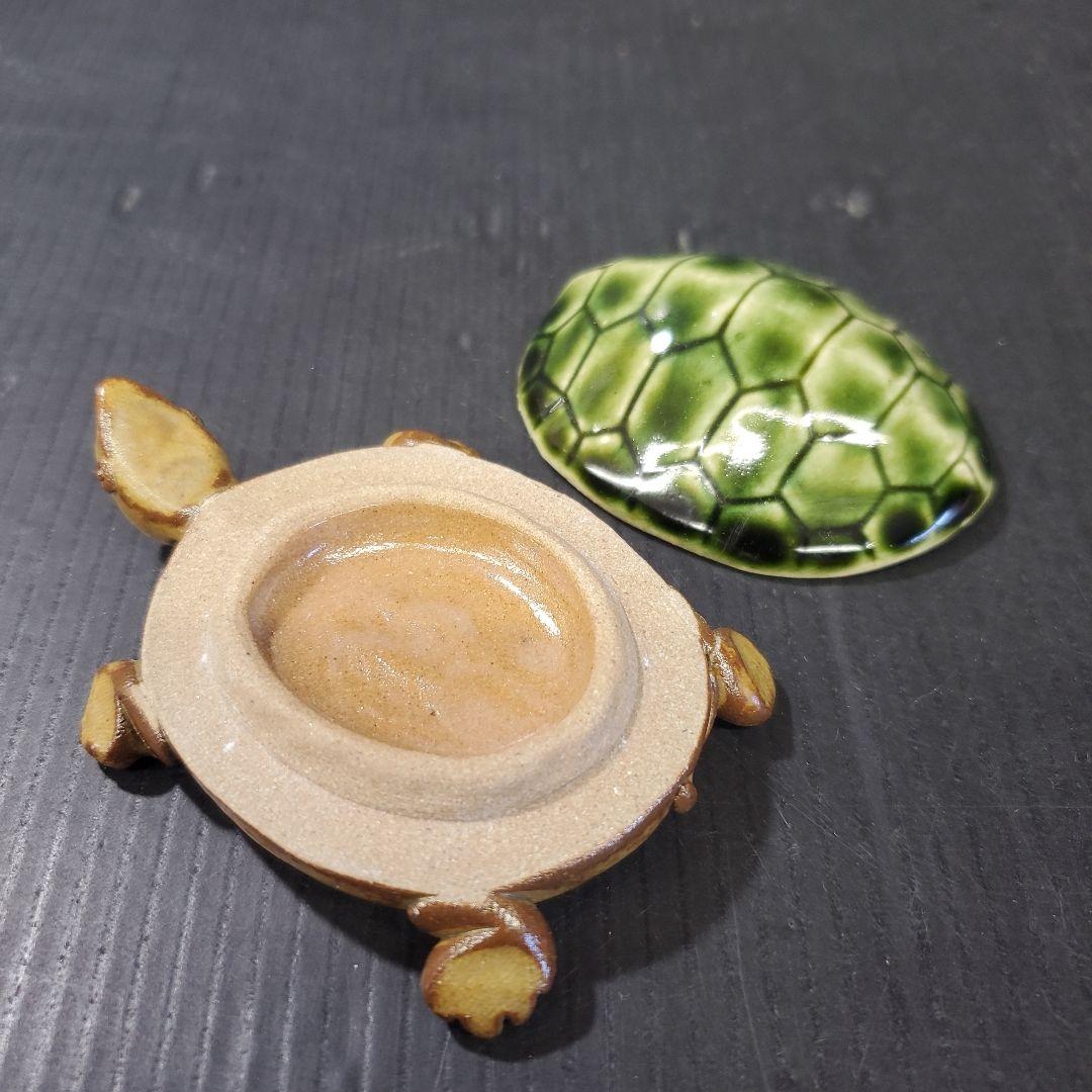 sale 茶道具 織部焼 松本鉄山 亀 香合 伊羅保 織部 g