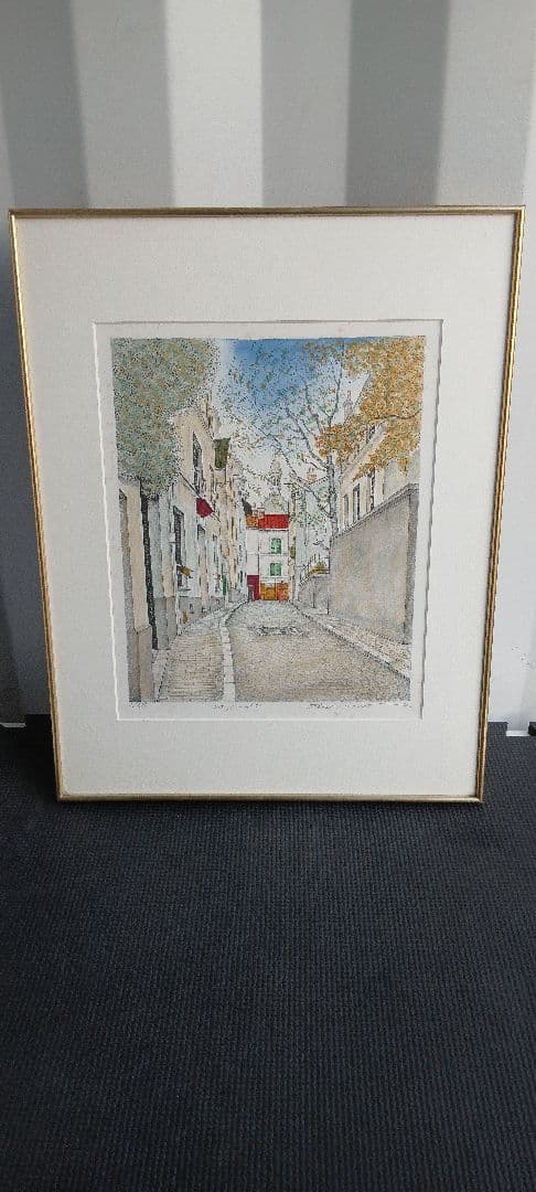 【真作】服部 和三郎 「モンマルトル風景」 リトグラフ 版画 53/180