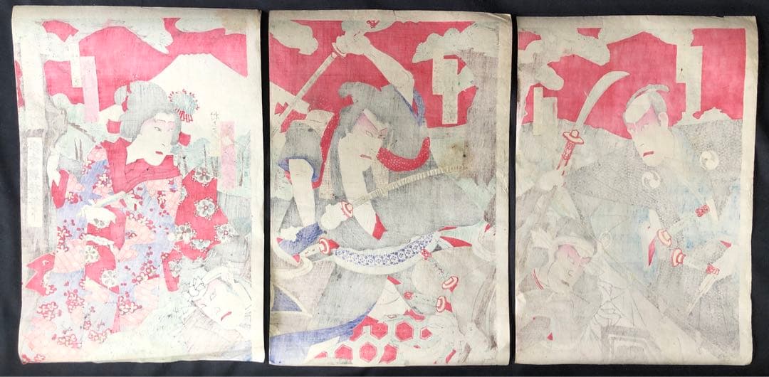 浮世絵『高田馬場仇討』 香朝樓　市川團十郎 木版画 歌舞伎絵 錦絵