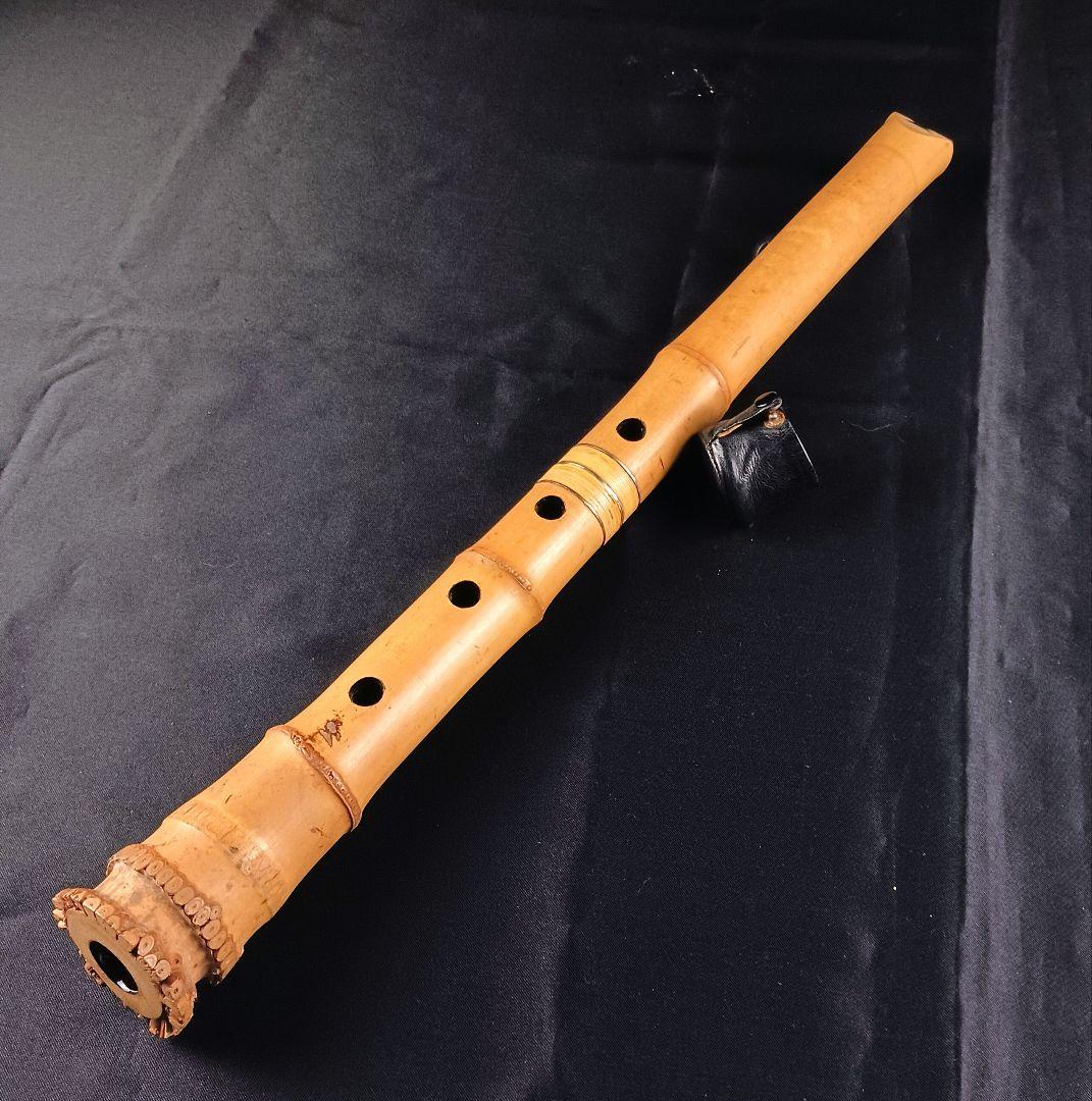 Y3110-7 琴古流 尺八 銀三線 全長49㎝ 竹製