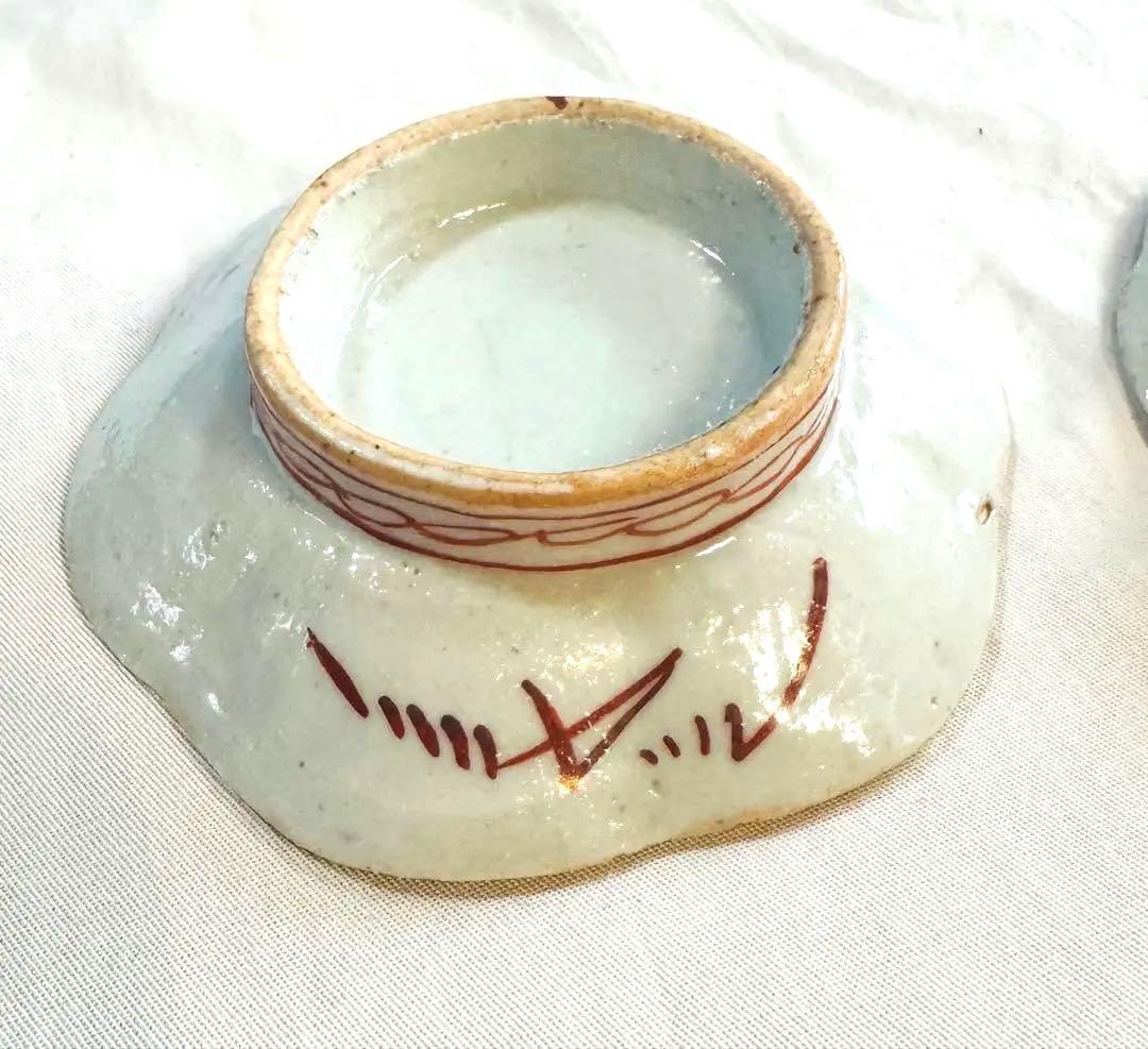 おまとめ　骨董皿　粉彩花文輪花小皿　三枚　食器　年代皿　明治頃