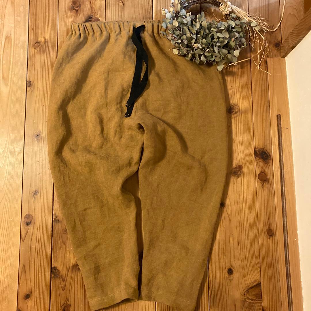 かずちゃん＊ハンドメイド＊ サフィランフランスリネン　キャメル　サルエル