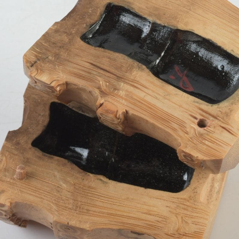 茶道具　皆空庵玉琳作　竹根香合　「福俵」　共布共箱　V　9330