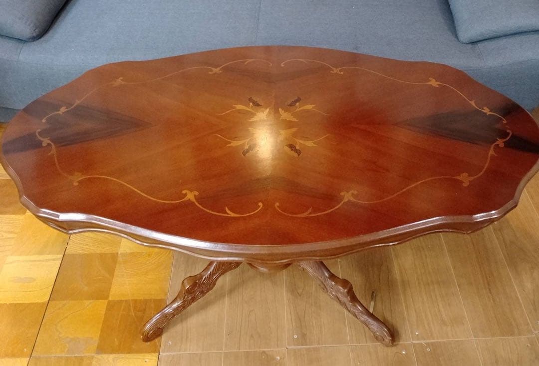 G1889​豪華 象嵌細工 センターテーブル / イタリア　クラシック 猫脚