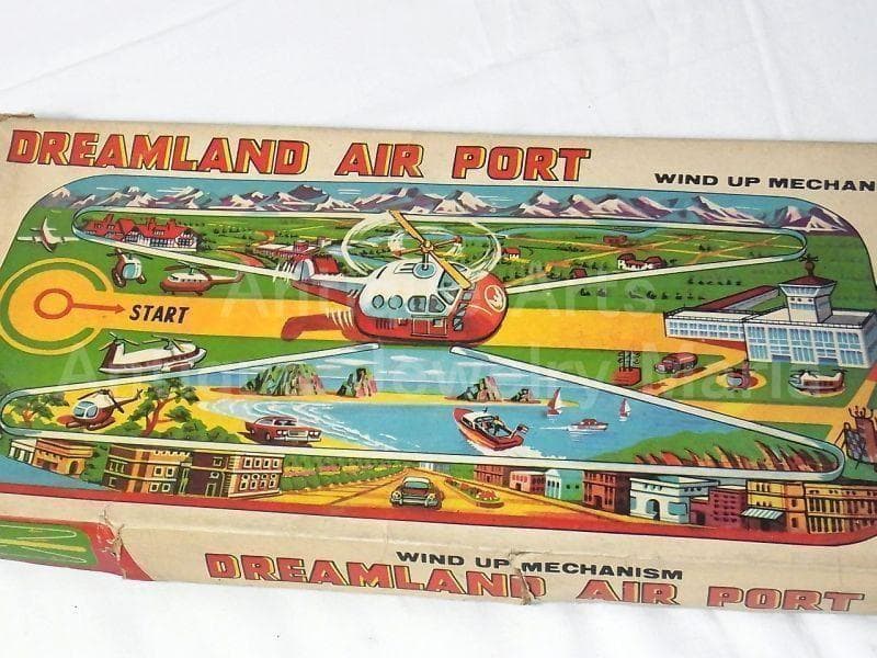 ブリキの飛行機が走る ドリームランド エアポート １９６０年代　日本製　箱付き