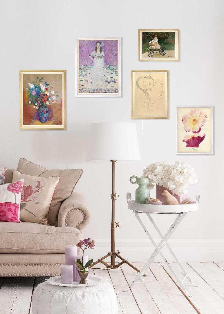 「モクレンの花柄のデザイン画」 【フレームサイズ 32×26cm】