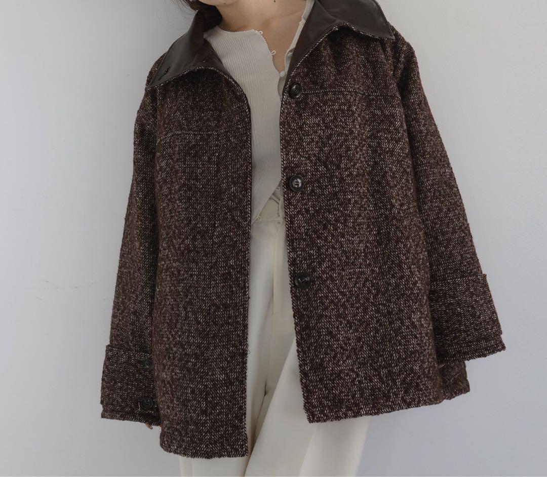 hellam レザーカラー中綿オーバージャケット