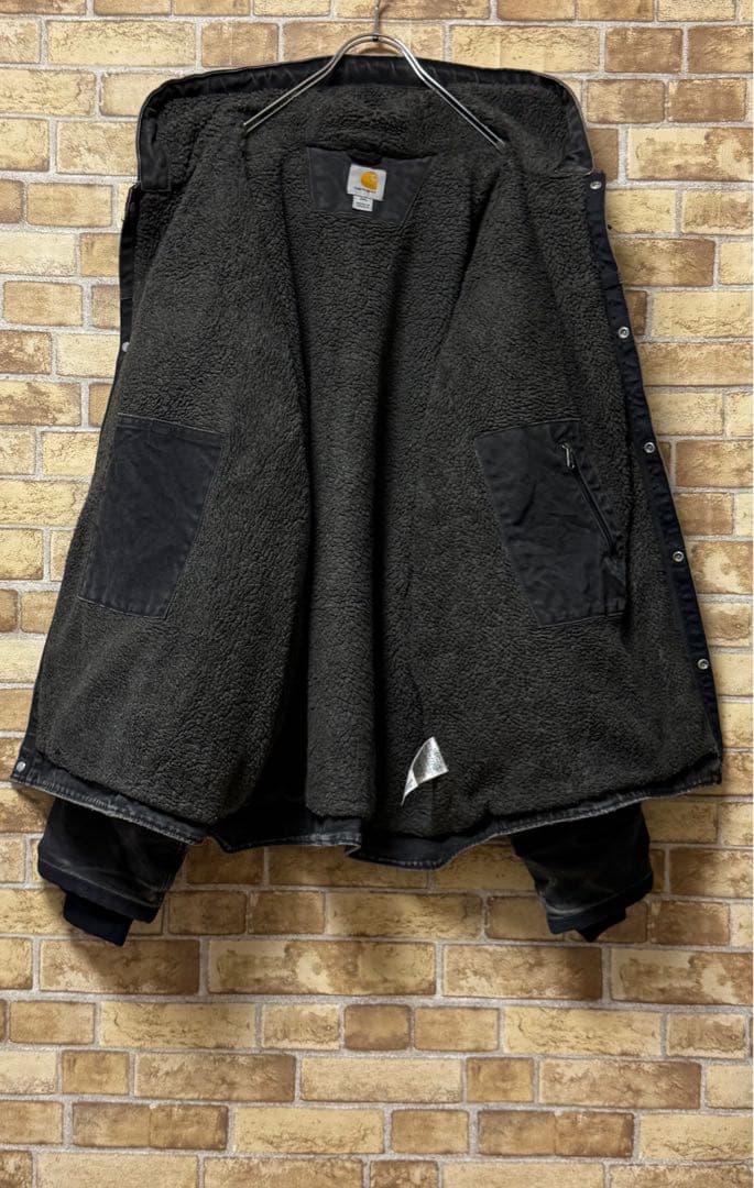 カーハート　メキシコ製　ダック地　アクティブジャケット　裏ボア　ブラック　2XL