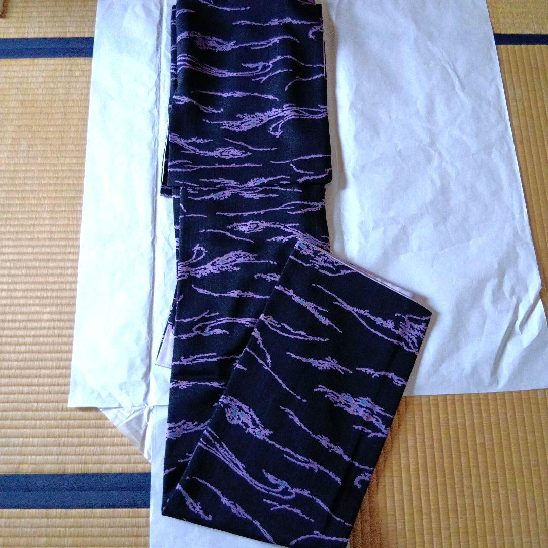 ☆専用です　美品　上質小紋　友禅作家　千地泰弘 落款　黒と紫　ガード加工　正絹