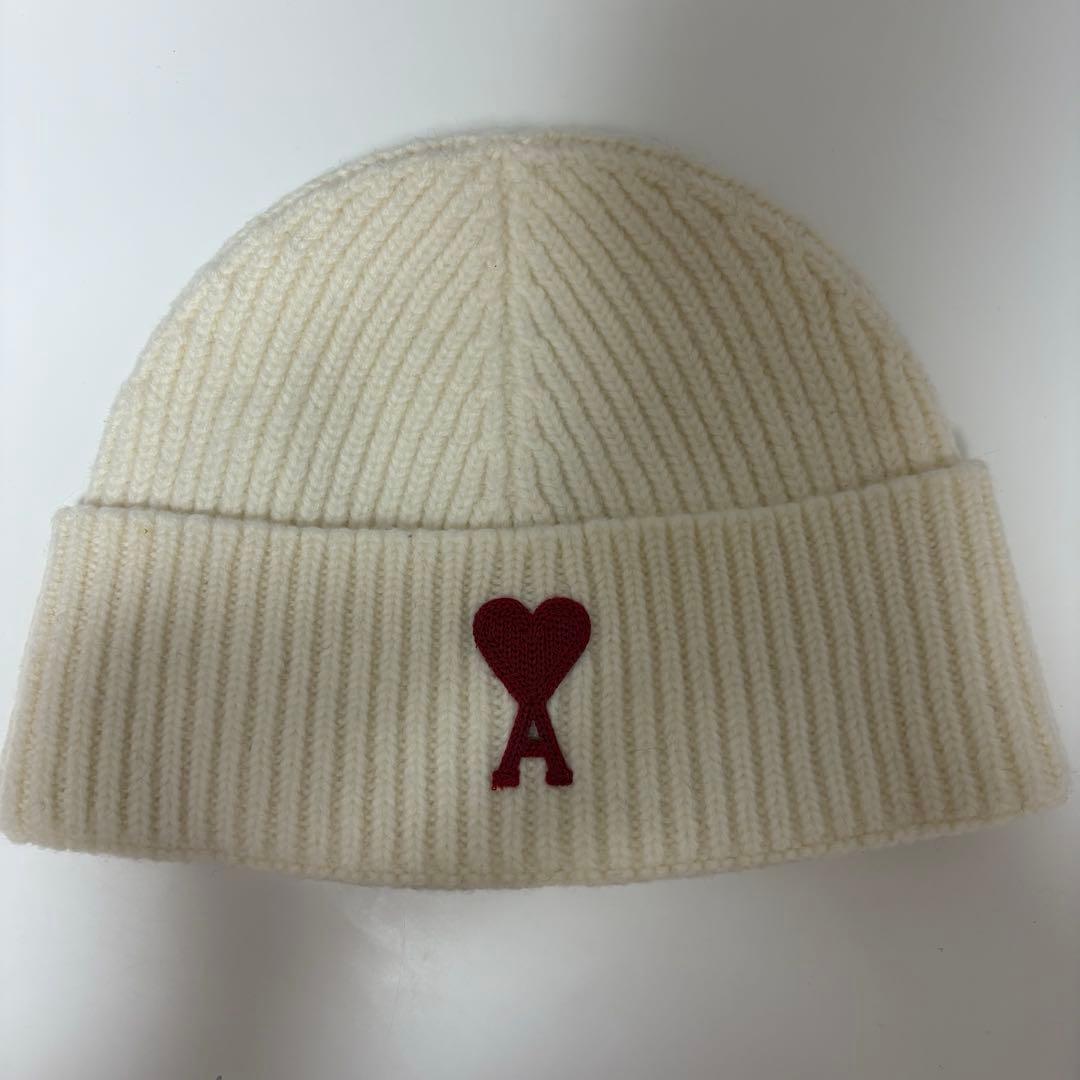 AMI PARISホワイト ニット帽　 m13