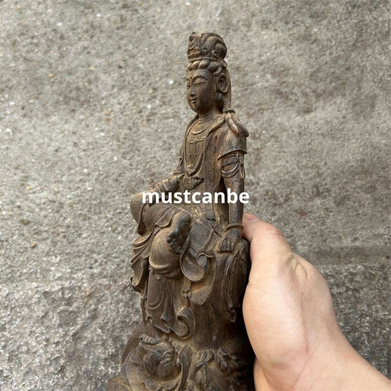 仏教美術 自在観音像 木彫り 彫刻 仏像 工芸品 美術品 置物