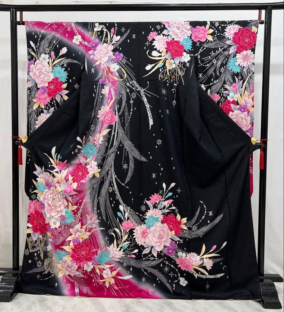 振り袖　フルセット　長襦袢付　金彩　刺繍　銀通し　豪華　成人式　長尺袋帯　612