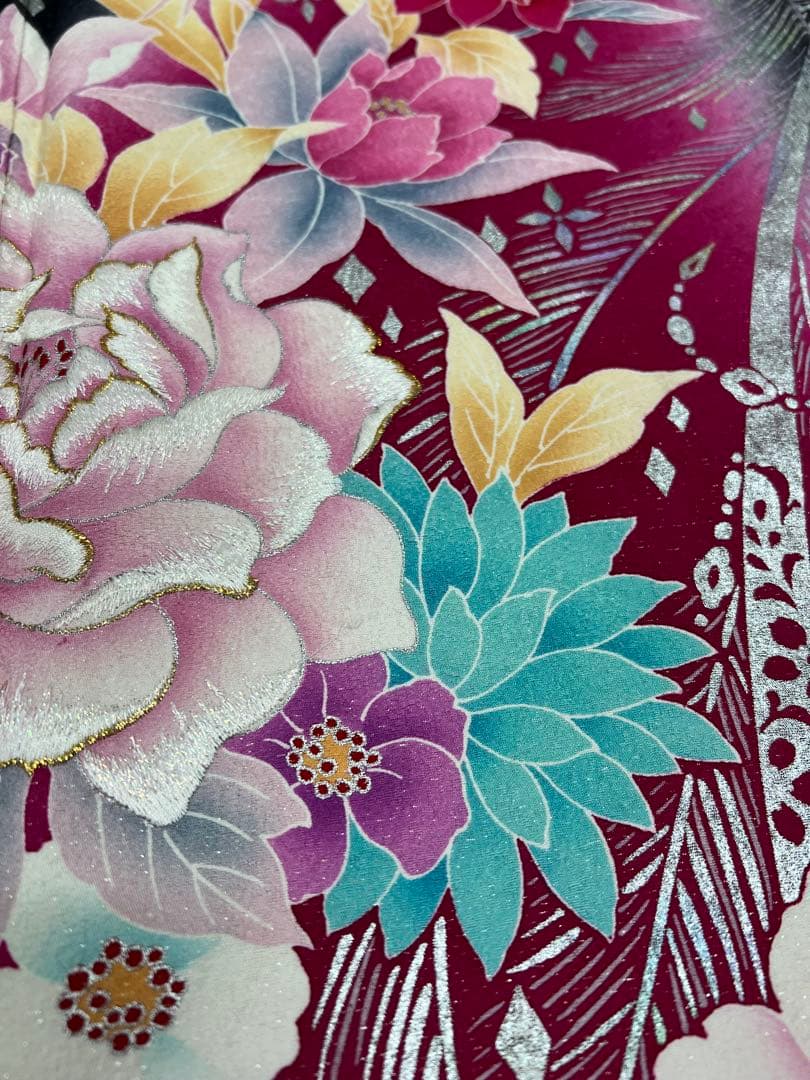 振り袖　フルセット　長襦袢付　金彩　刺繍　銀通し　豪華　成人式　長尺袋帯　612