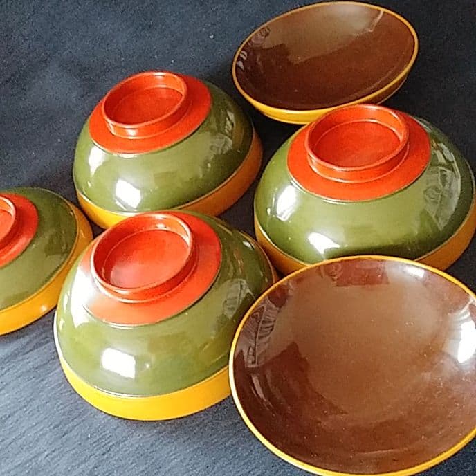 「輪島塗の復興を！」コマのような吸(す)い物椀 3客セット 骨董アンティーク