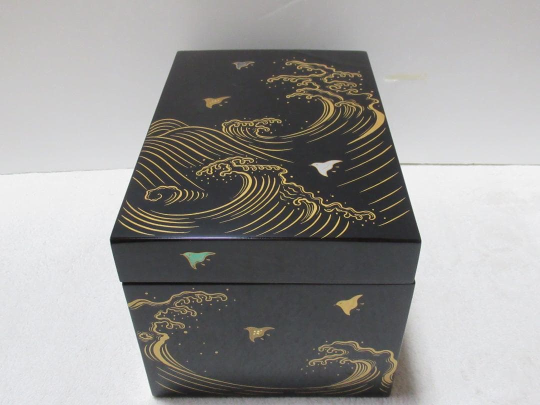 茶道具　蒔絵茶箱セット　波に千鳥　茶箱中皆揃い　共箱