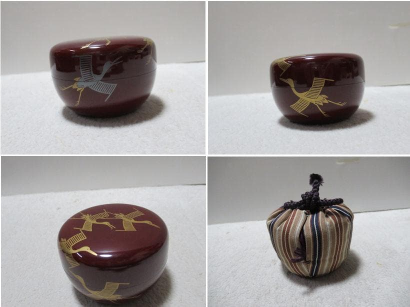 茶道具　蒔絵茶箱セット　波に千鳥　茶箱中皆揃い　共箱