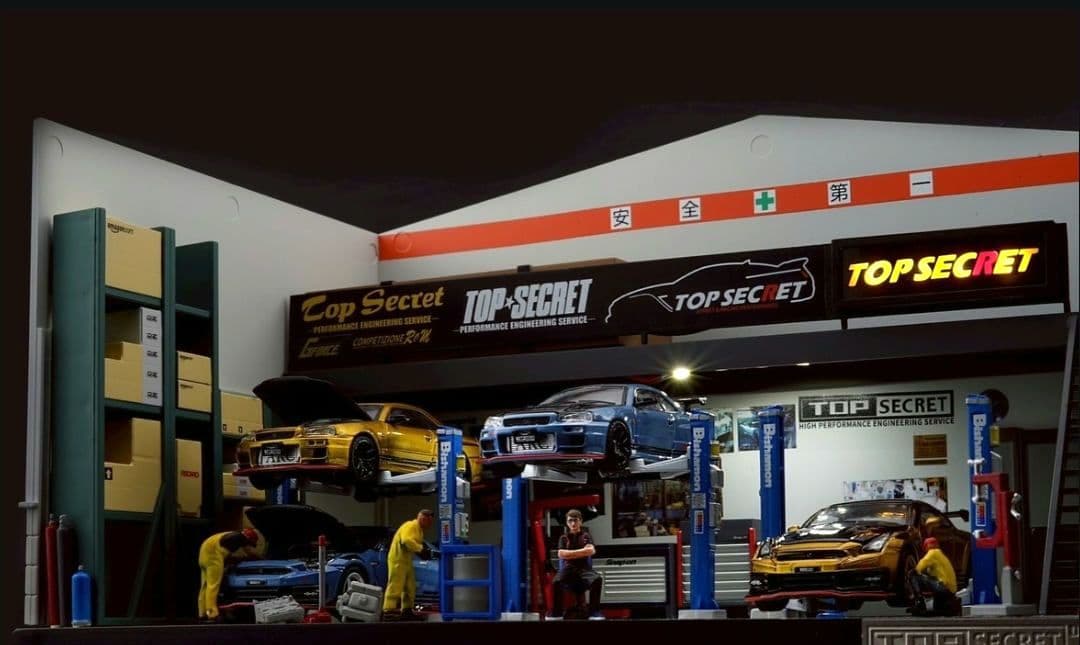 東京オートサロン2026限定 TOP SECRET 1/64 ジオラマガレージ