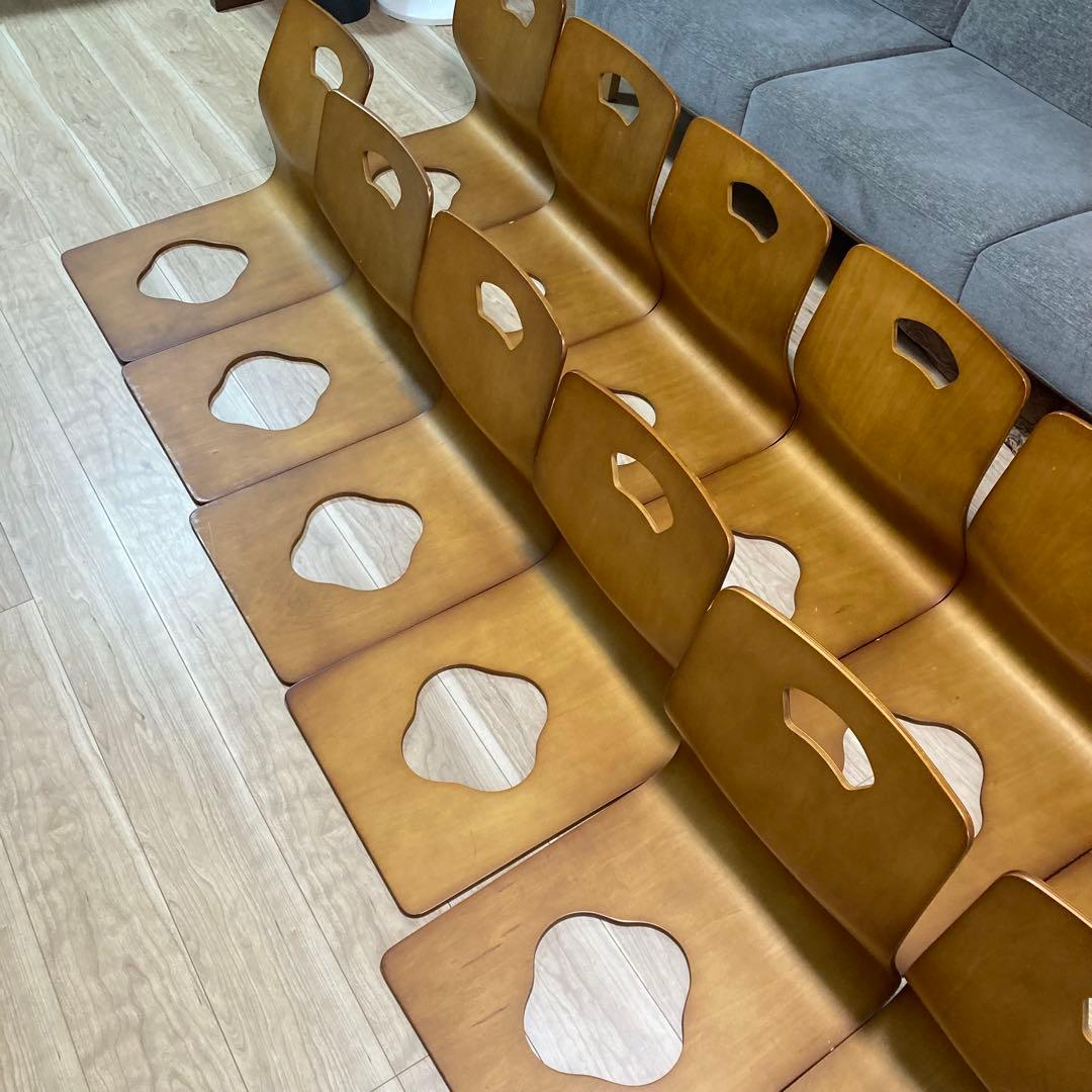 まとめ売り　木製座椅子　12脚セット　曲げ座椅子　和座椅子　旅館　座敷　②