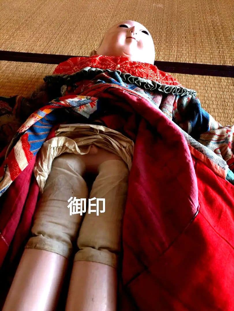 全長80ⅽⅿ　市松人形　幕末　高級武士　江戸縮緬　ビスクドール　爪切り