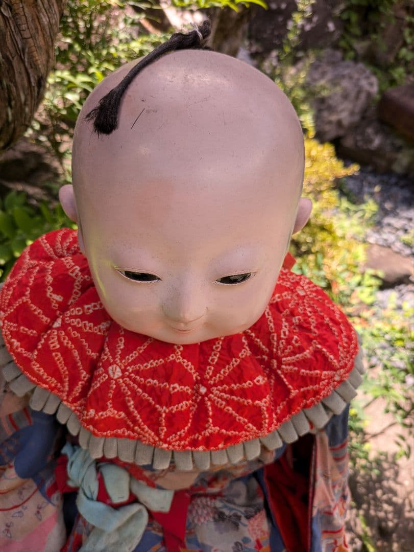 全長80ⅽⅿ　市松人形　幕末　高級武士　江戸縮緬　ビスクドール　爪切り